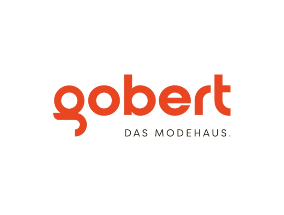 Logo des Modehauses gobert in markantem Rot auf weißem Hintergrund – modernes Design mit charakteristischer Typografie bon gobert, flexibel einsetzbar auf unterschiedlichen Hintergründen.